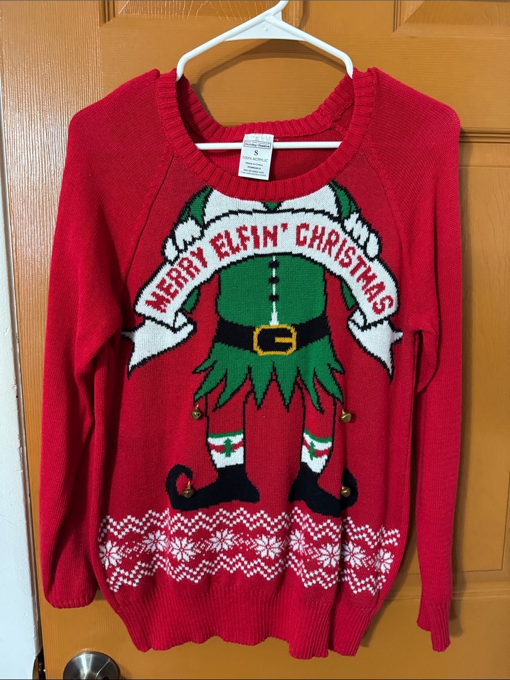 New York Laundry Red & Green 'Merry Elfin' Christmas Crewneck Sweater